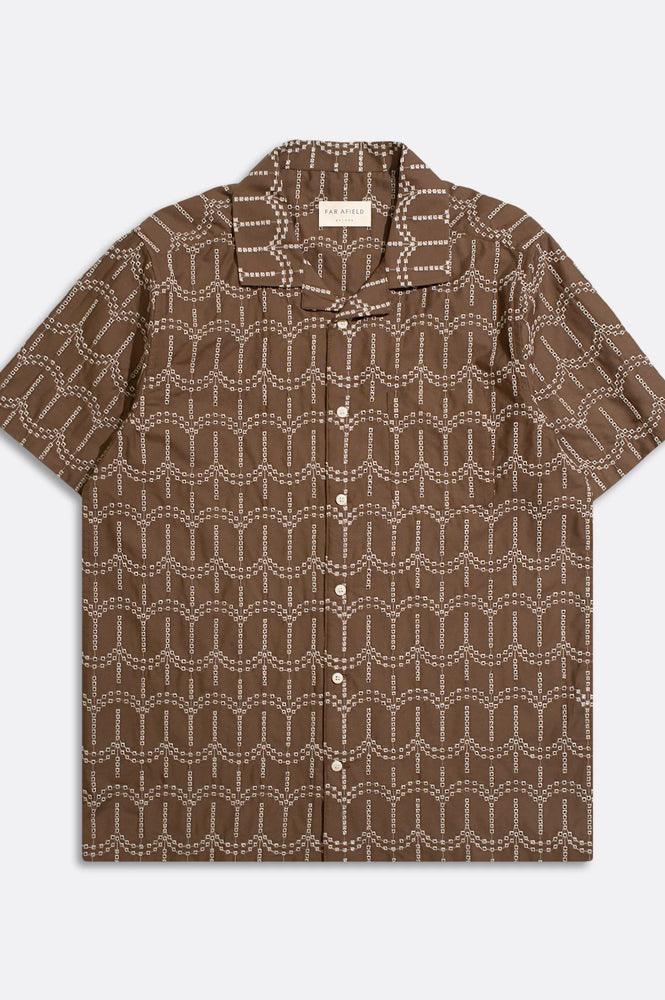 Far Afield Stachio Palm Tree Brown Shirt