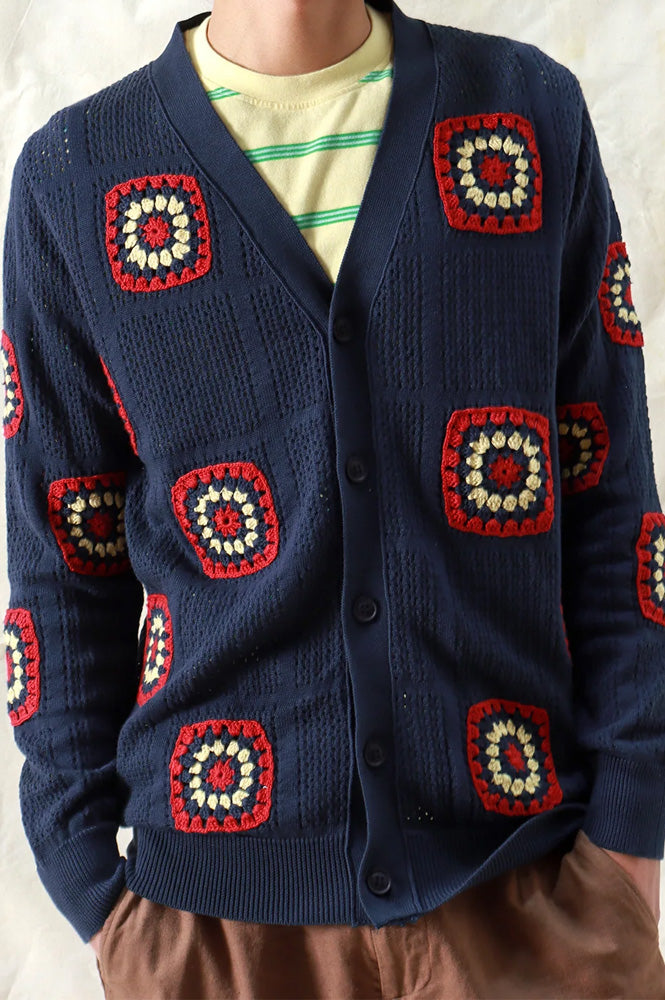 Far Afield Navy Iris Crochet Cardigan
