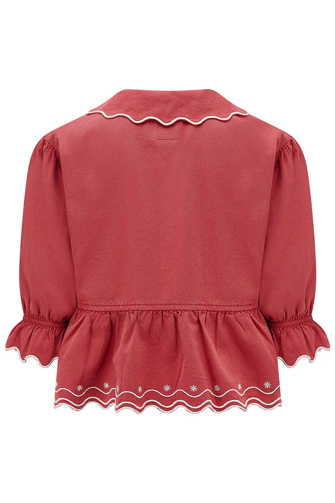 Seventy + Mochi Ana Tie Front Vintage Red Blouse