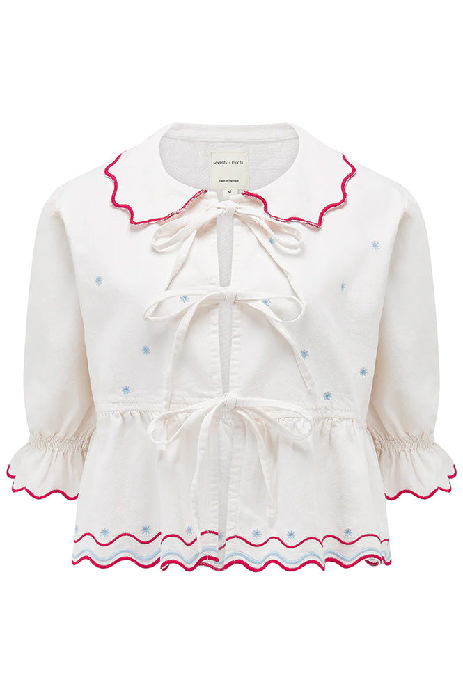 Seventy + Mochi Ana Tie Front White Blouse