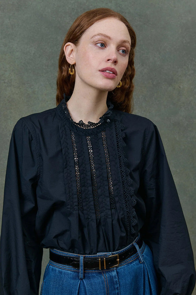 Louise Misha Agathe Black Blouse