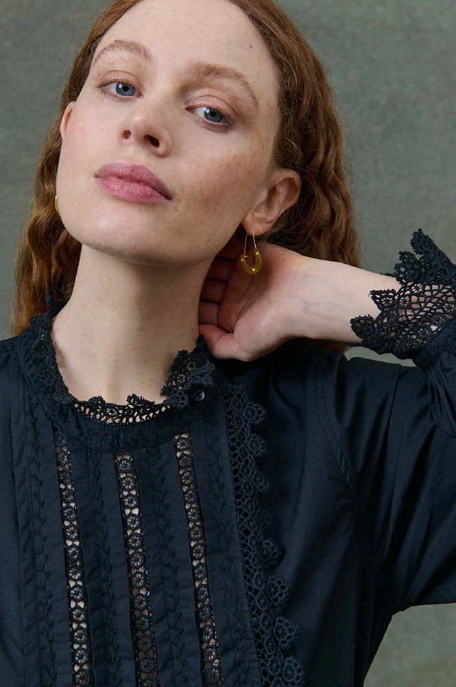 Louise Misha Agathe Black Blouse
