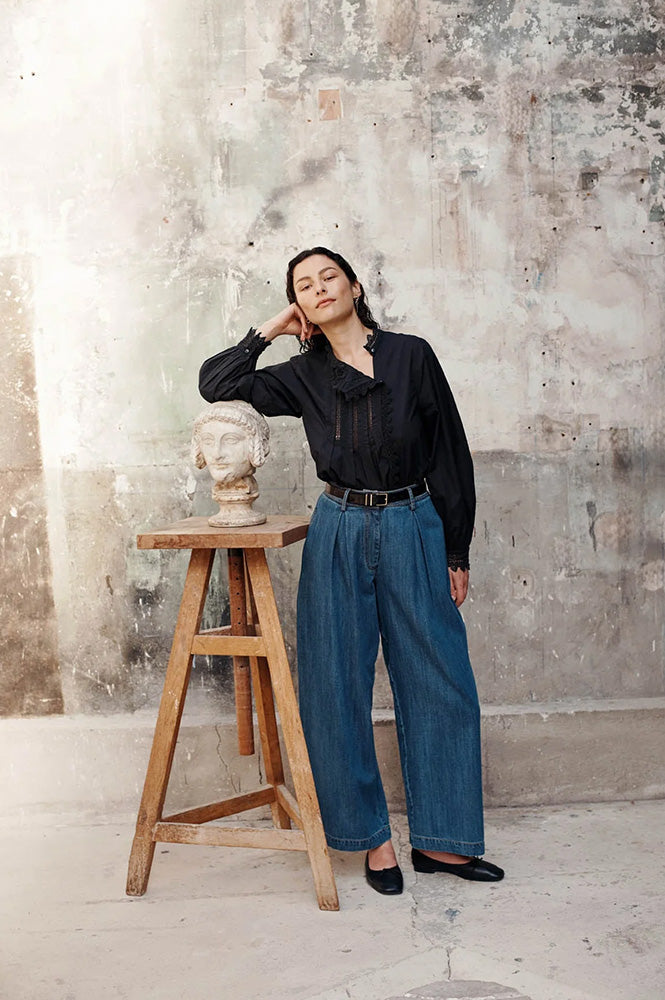 Louise Misha Agathe Black Blouse