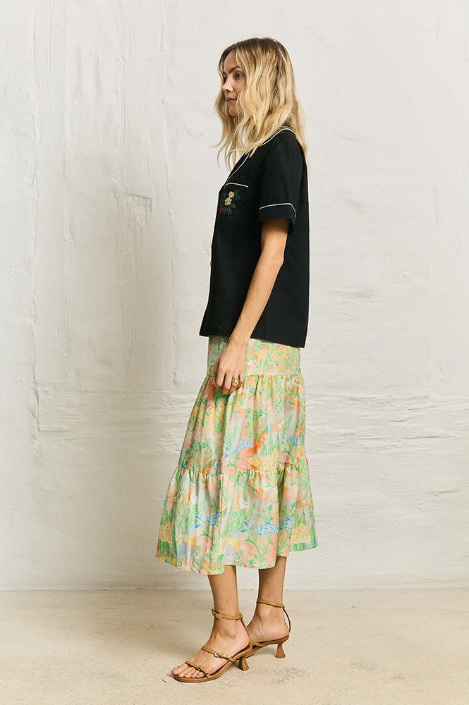 Helmstedt Fiona Embroidered Black Shirt