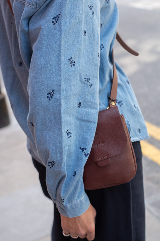 ICHI Archer Floral Embroidered Denim Shirt