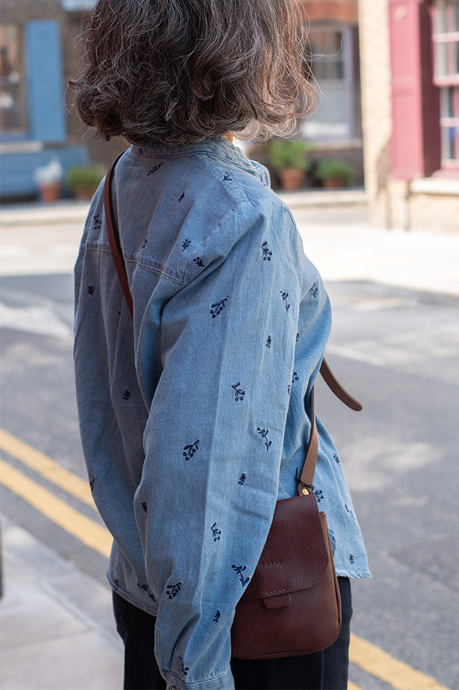 ICHI Archer Floral Embroidered Denim Shirt