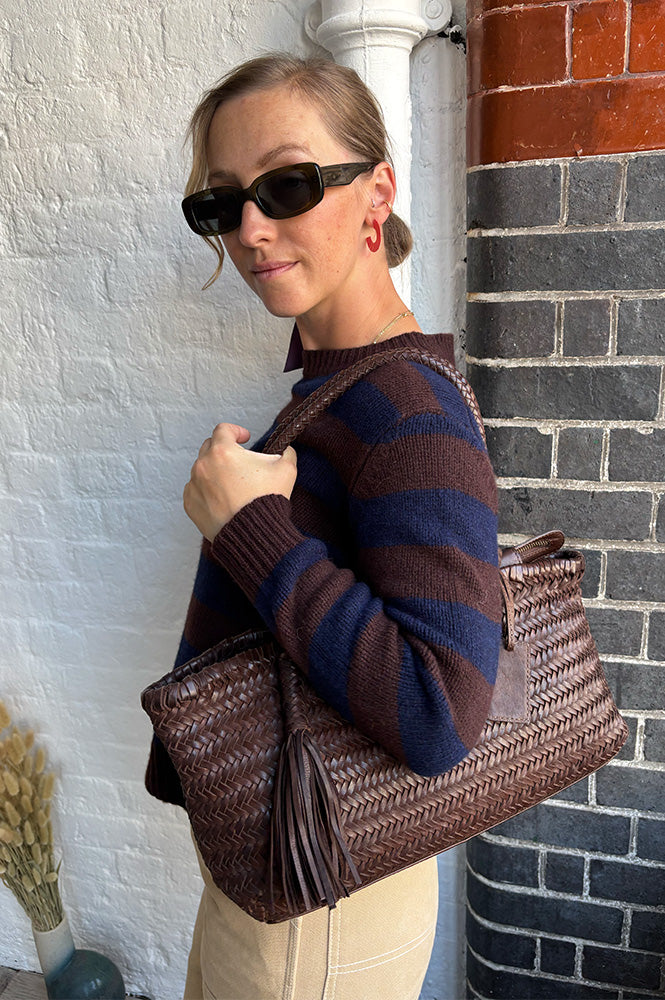 Cash CA Aubergine & Navy Stripe Jumper