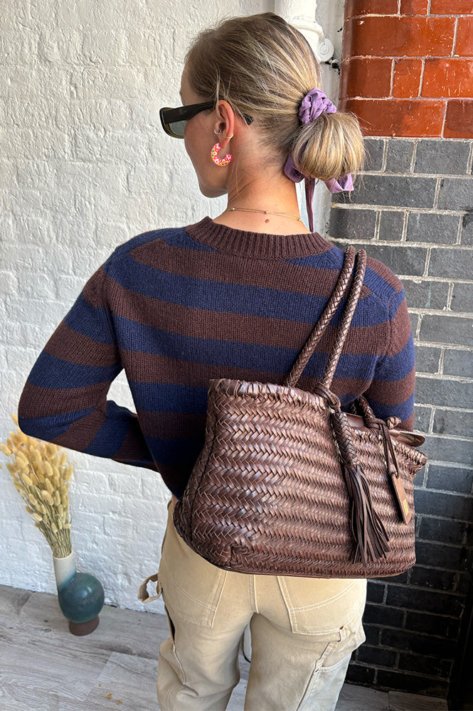 Cash CA Aubergine & Navy Stripe Jumper