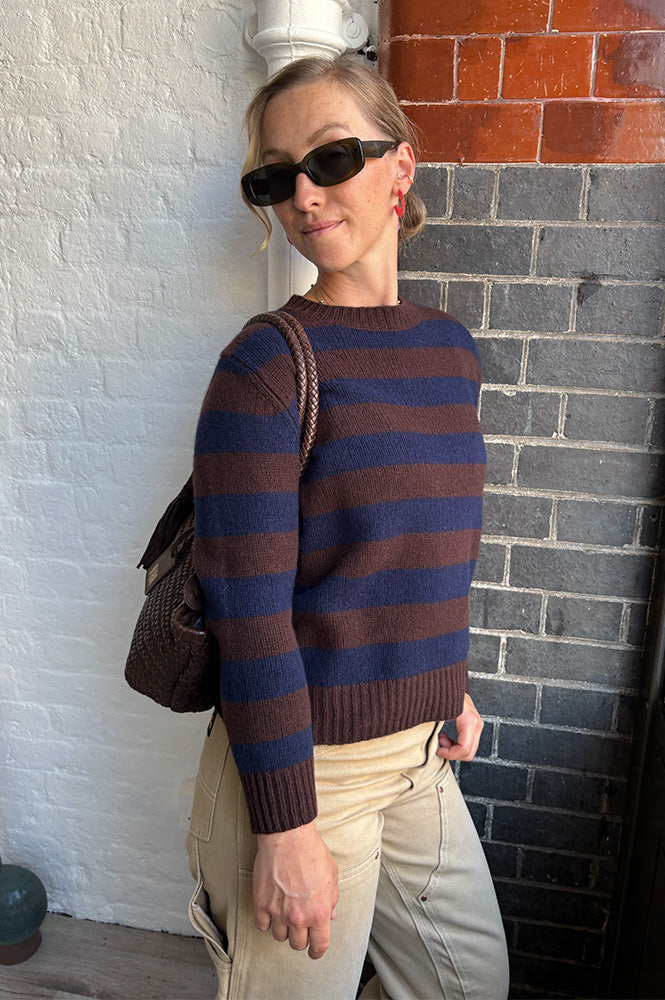 Cash CA Aubergine & Navy Stripe Jumper