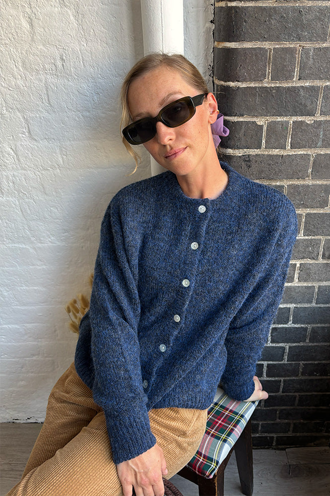 ICHI Bellablue Navy Knitted Cardigan