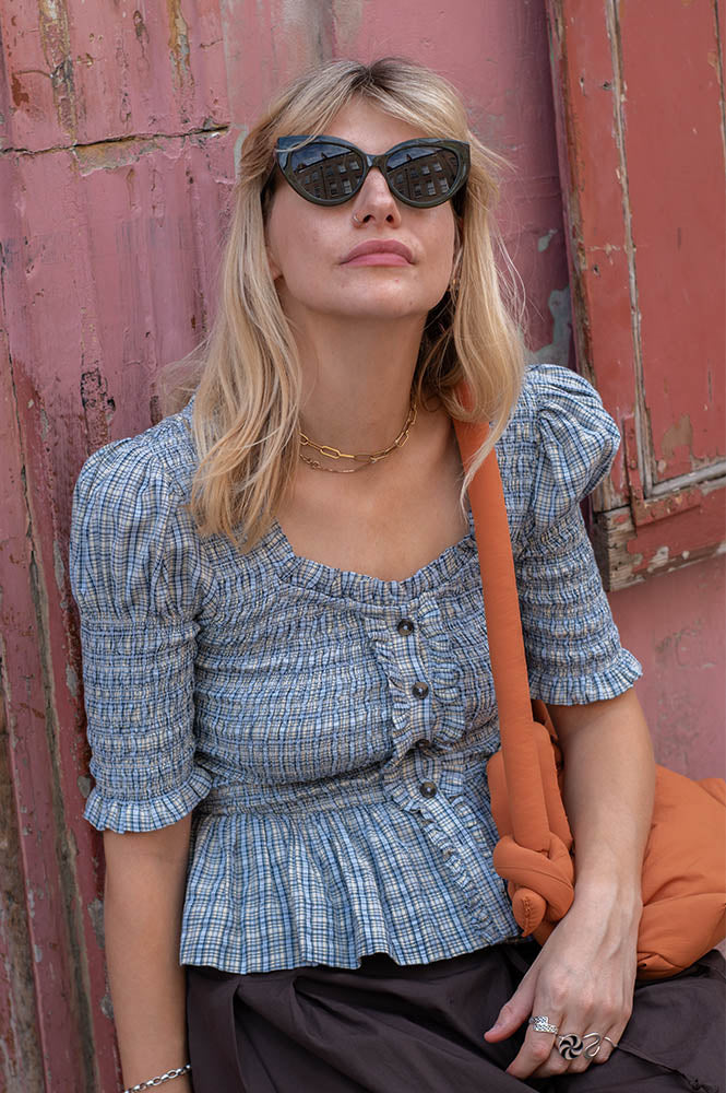 Damson Madder Mansi Shirred Cloudy Blouse