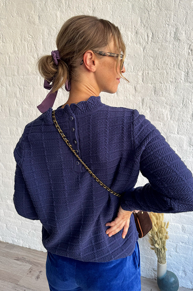 ICHI Dillion Navy Knit Jumper