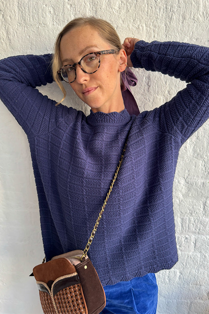 ICHI Dillion Navy Knit Jumper
