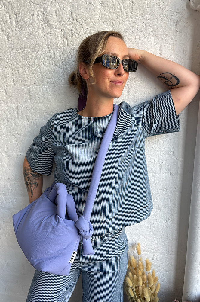 Numph Erina Blue Denim Stripe Top