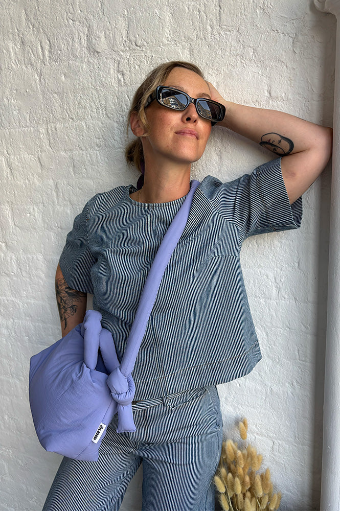 Numph Erina Blue Denim Stripe Top