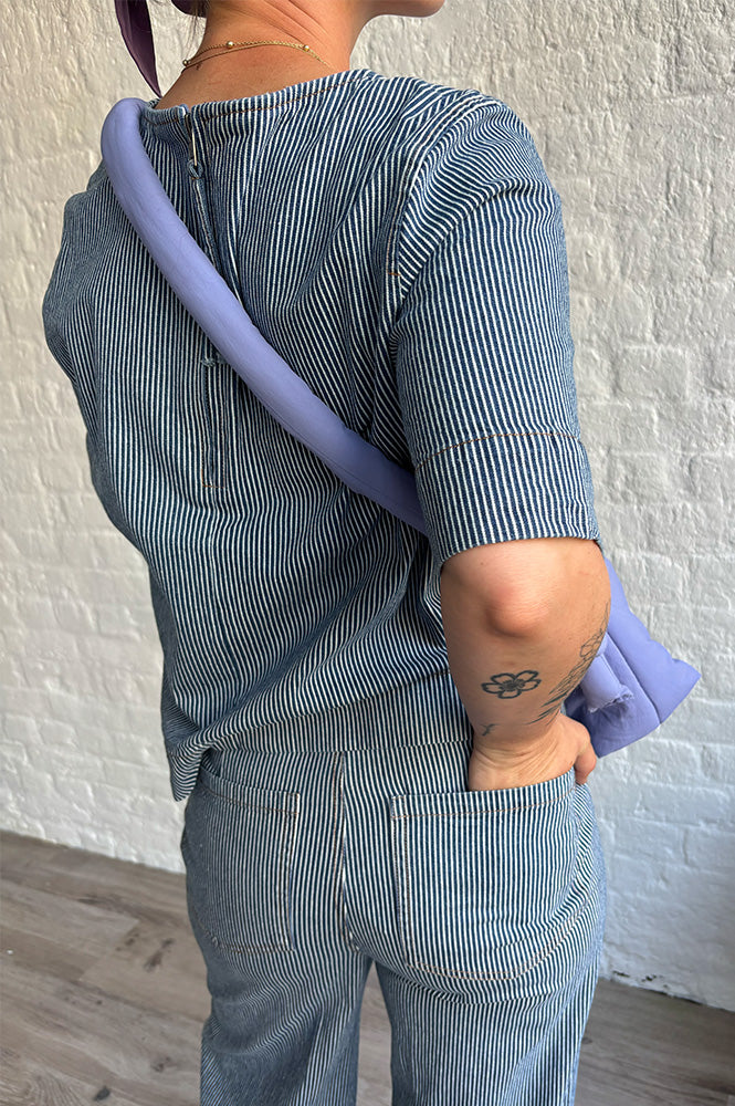 Numph Erina Blue Denim Stripe Top