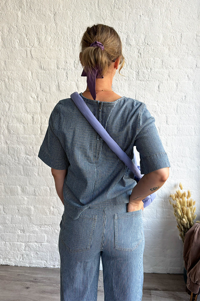 Numph Erina Blue Denim Stripe Top