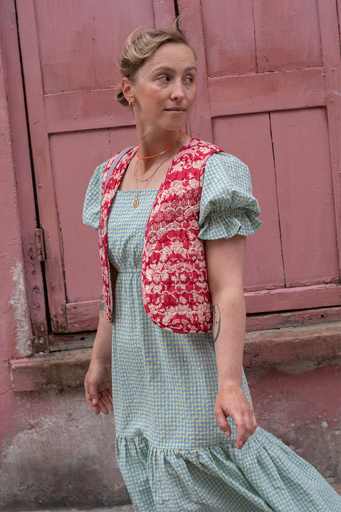 Fika Eliza Blue & Yellow Check Dress