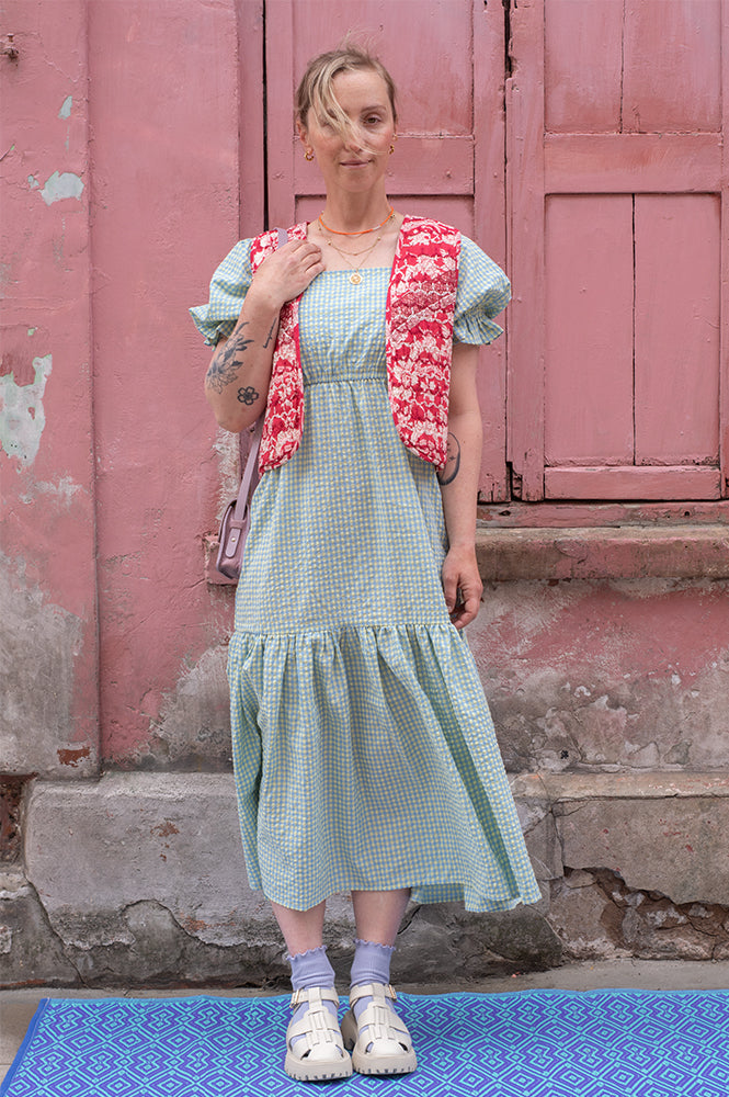 Fika Eliza Blue & Yellow Check Dress
