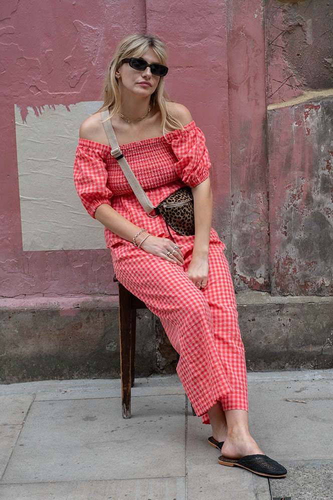 Fika Lea Gingham Ruched Top