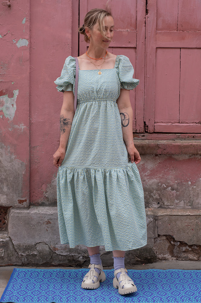 Fika Eliza Blue & Yellow Check Dress