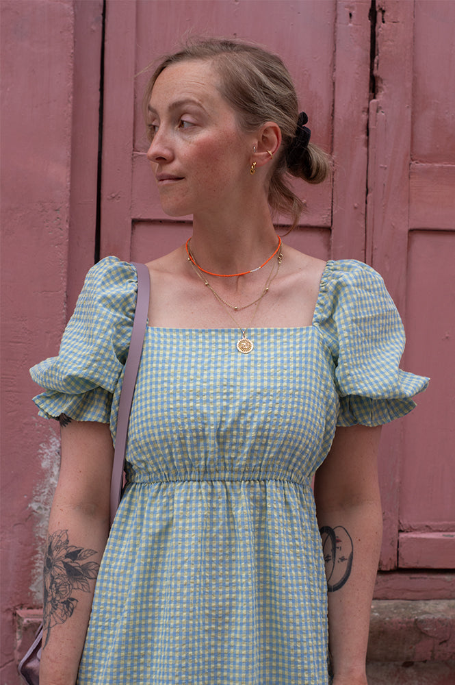 Fika Eliza Blue & Yellow Check Dress