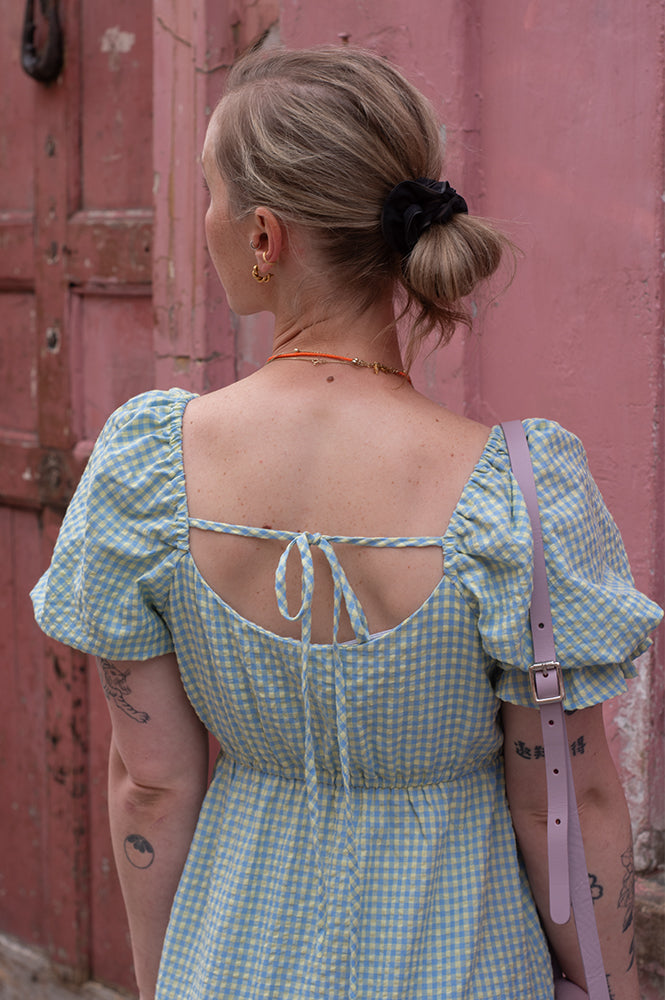 Fika Eliza Blue & Yellow Check Dress