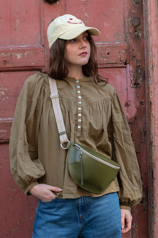 Des Petits Hauts Sophie Blouse In Olive