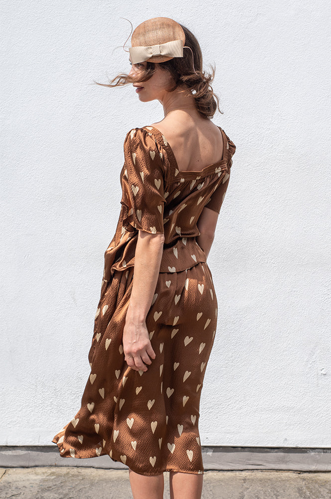 Stella Nova Heart Print Silk Top
