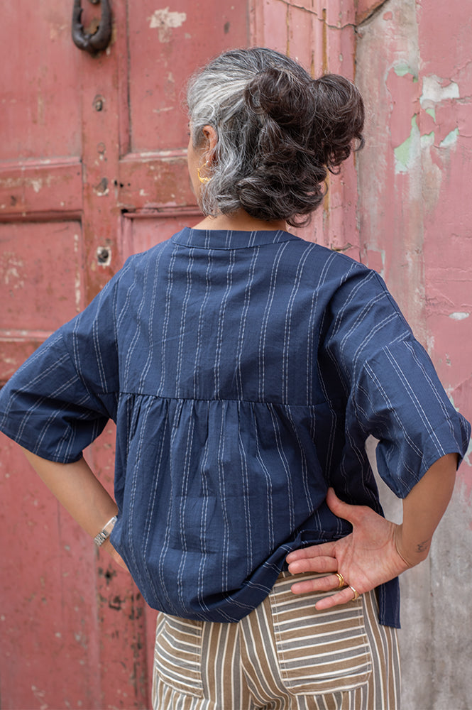 ICHI Dorit Total Eclipse Stripe Blouse