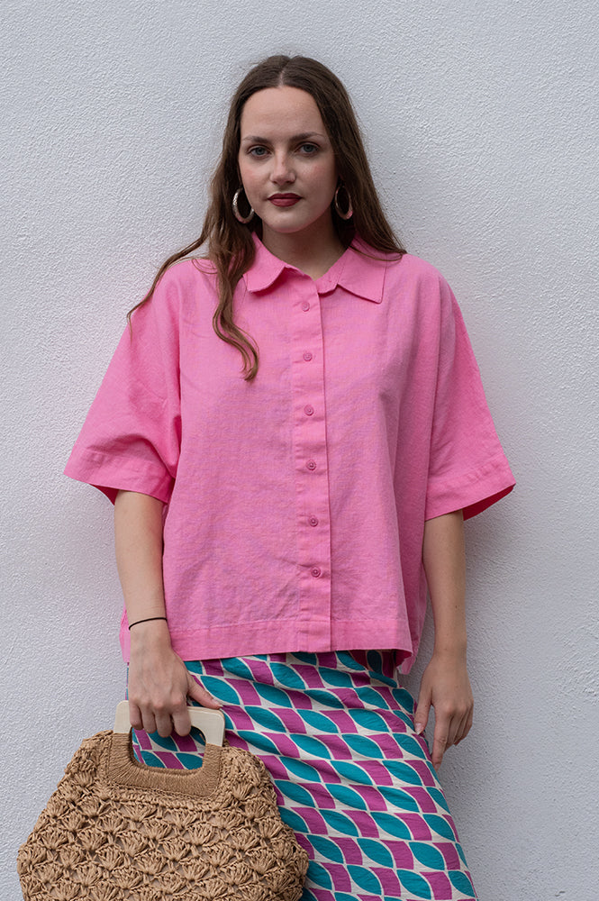Komodo Kimono Pink Linen Shirt