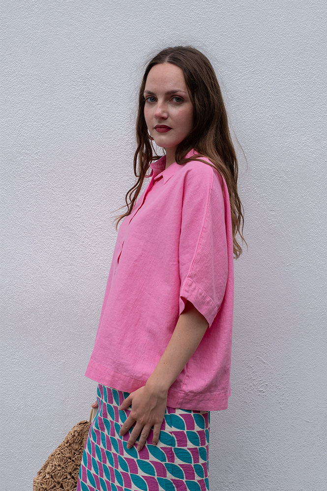 Komodo Kimono Pink Linen Shirt