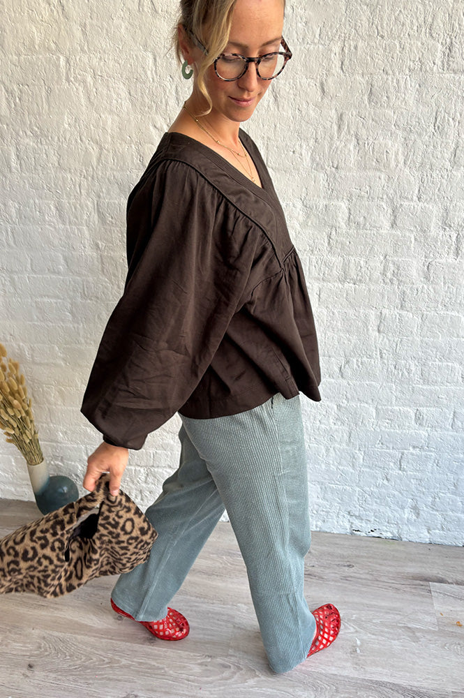 Leon & Harper Corry Mocha Cord Blouse