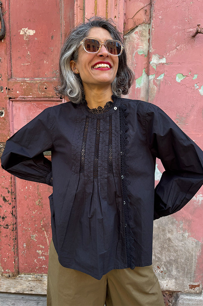 Louise Misha Agathe Black Blouse