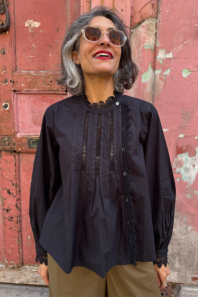 Louise Misha Agathe Black Blouse