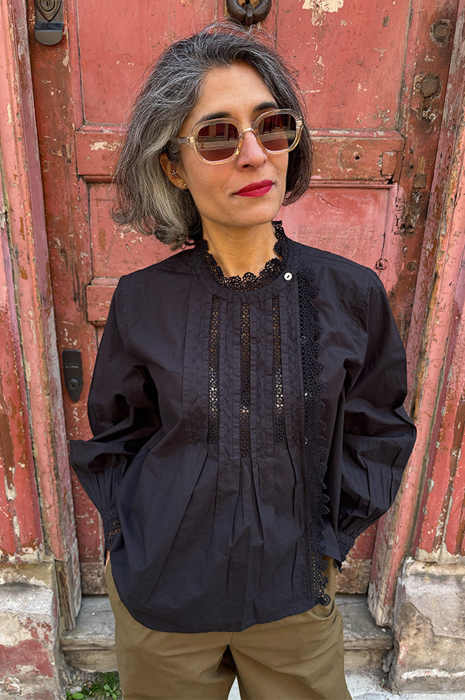 Louise Misha Agathe Black Blouse