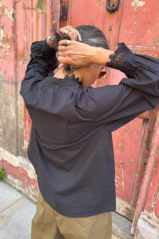 Louise Misha Agathe Black Blouse