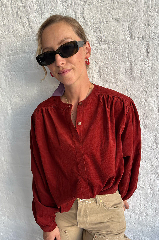 Grace & Mila Suri Terracotta Corduroy Blouse