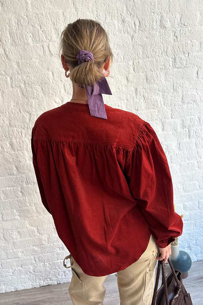 Grace & Mila Suri Terracotta Corduroy Blouse
