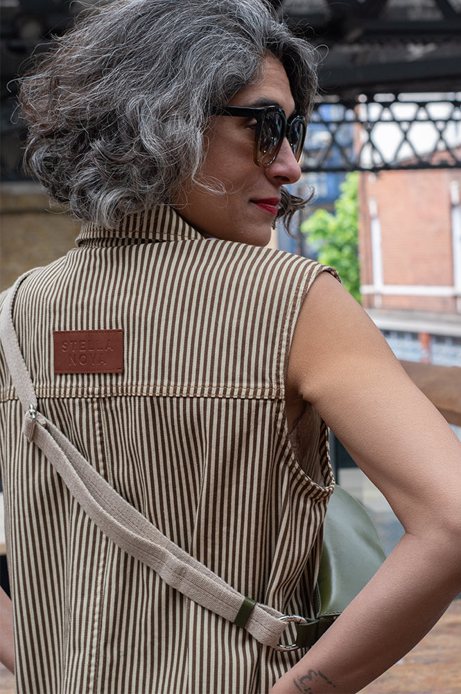 Stella Nova Striped Brown Denim Dress