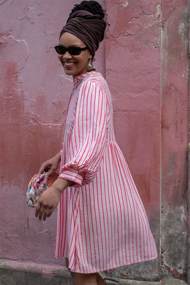 Petite Mendigote Riga Blush Stripe Dress