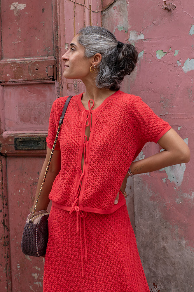 FRNCH Aelis Red Knit Top