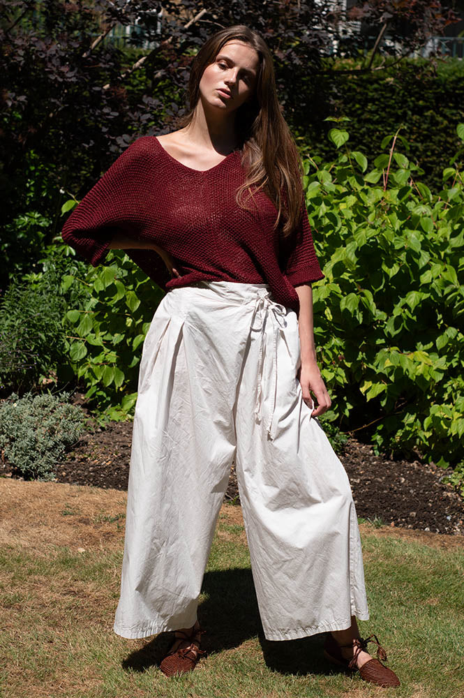 Marta Elva Sabbia White Pleated Trousers