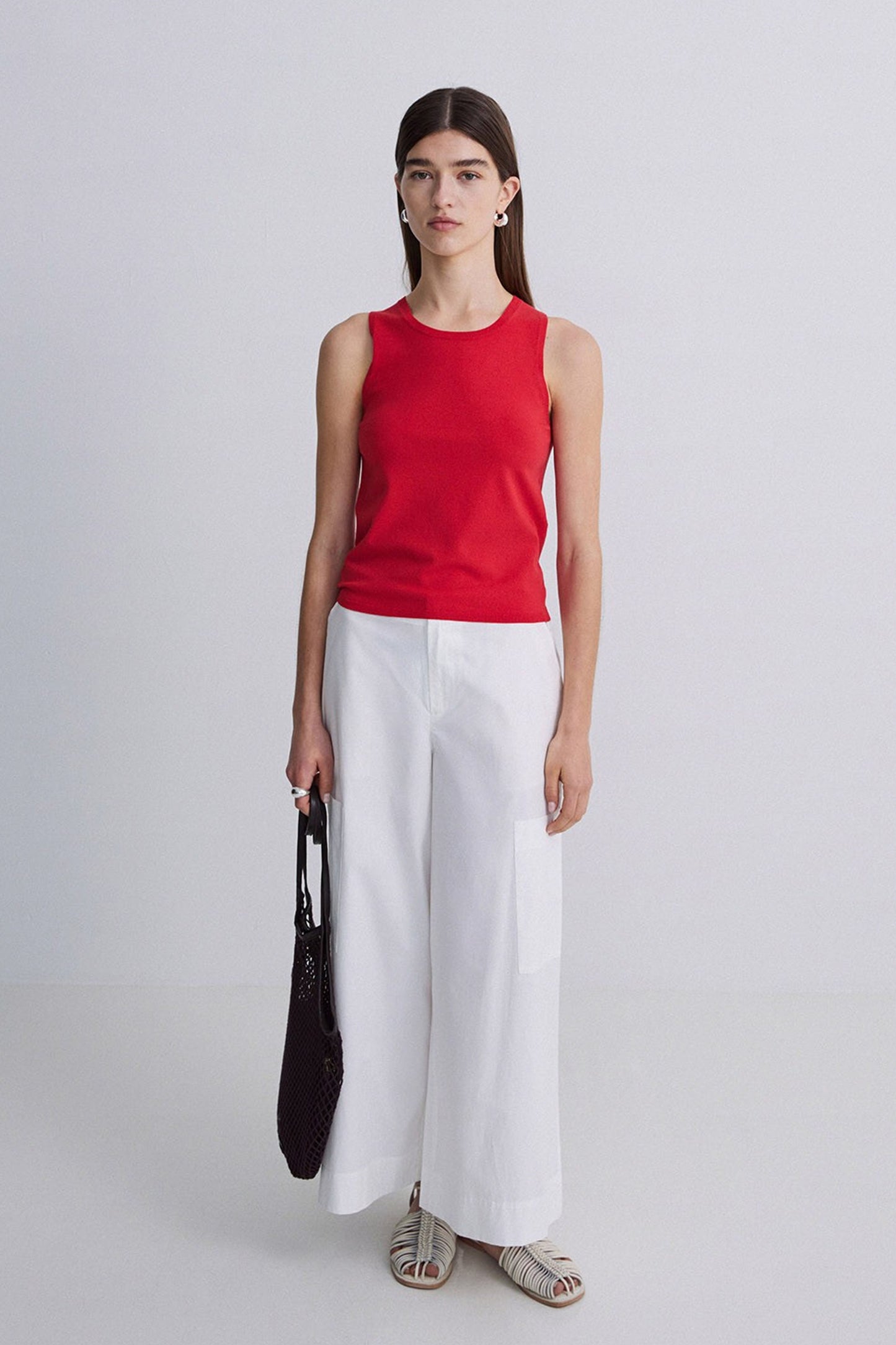 Yerse Red Ribbed Top