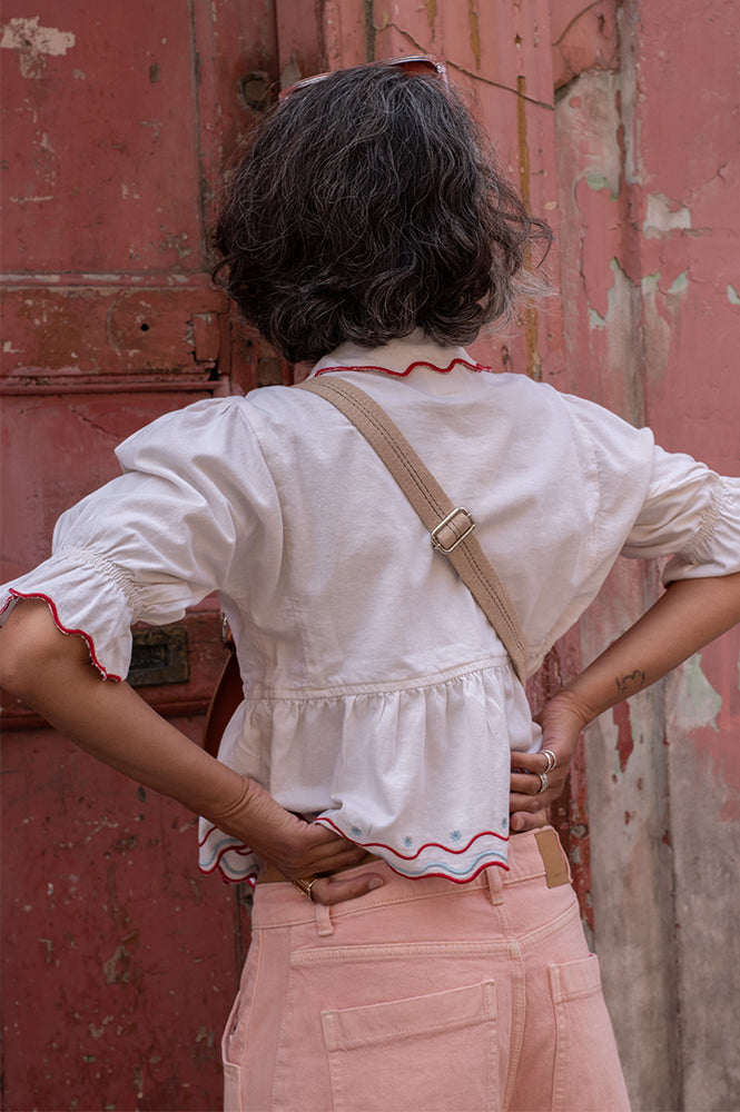 Seventy + Mochi Ana Tie Front White Blouse