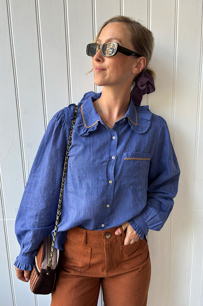 Emile Et Ida Cassandre Khadi Blue Stripe Blouse