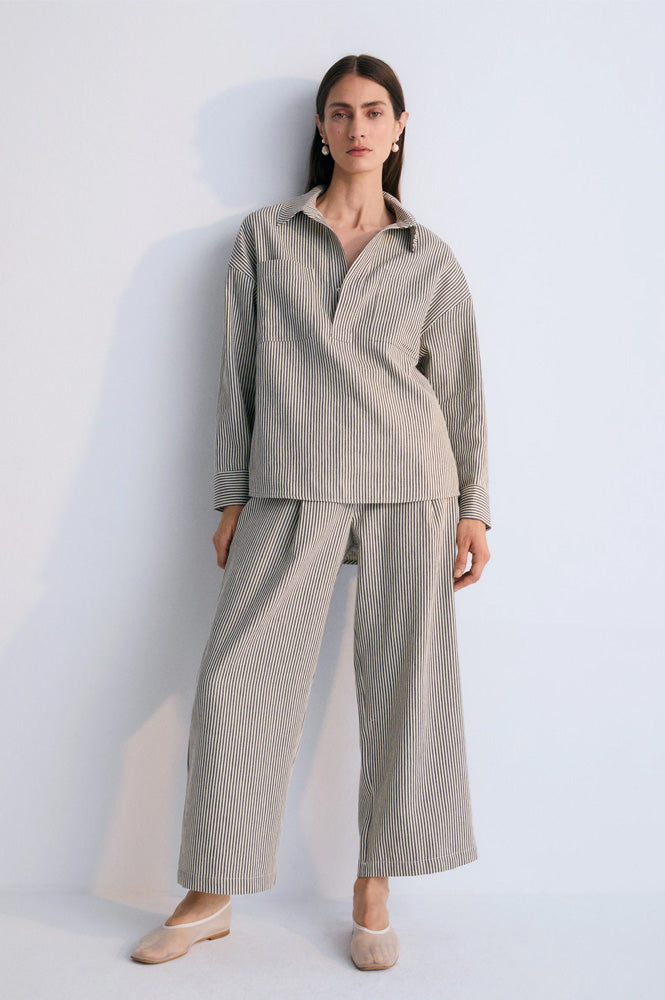 The New Society Pergamo Navy Stripe Trousers