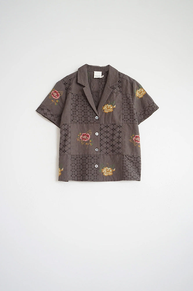 Indi & Cold Carbon Cross-Stitch Patch Shirt
