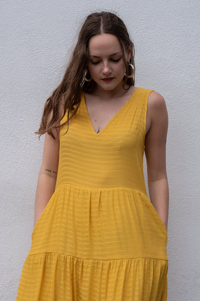 Compania Fantastica Flowing Yellow Midi Dress