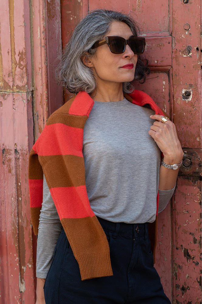 Object Zofia Grey Long Sleeve Top